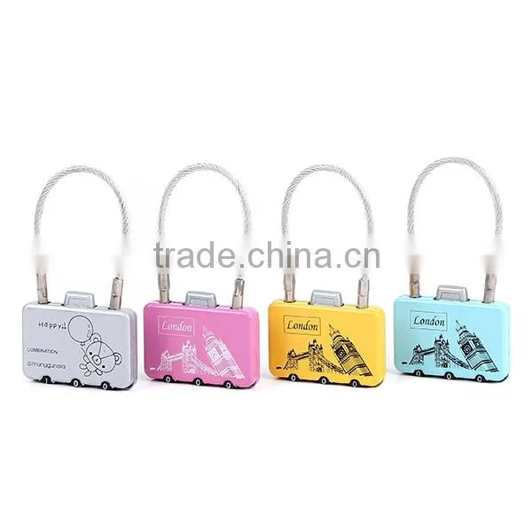2015 New Design Hot Sale Cute Lock Zinc Alloy Combination Cable Lock