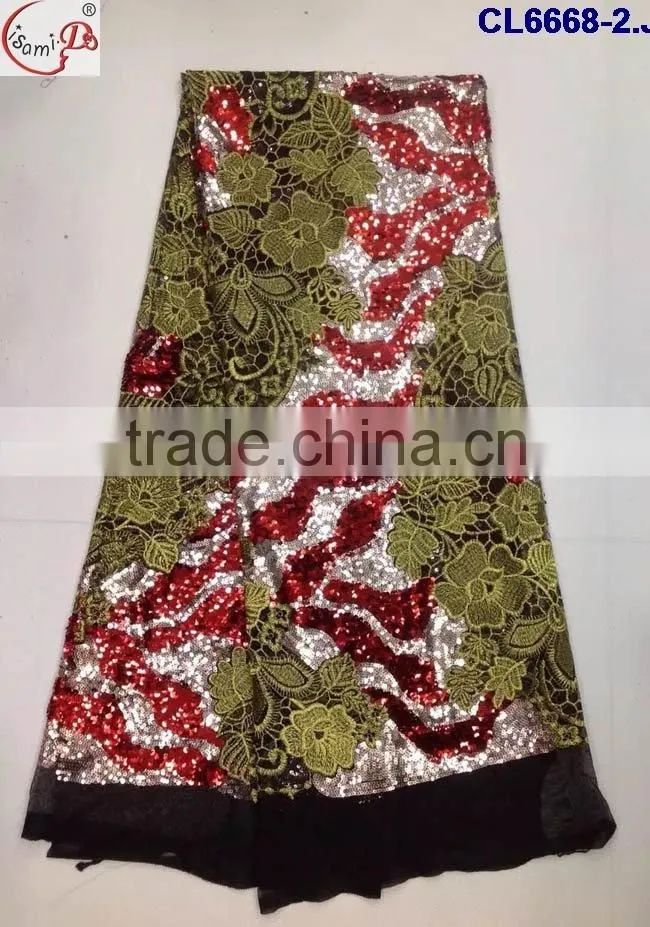 CL6668 New design good price sequins lace fabric, french lace for 5 yards