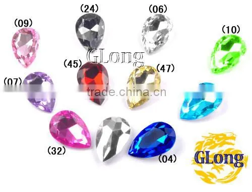 20*30mm Water Drop Shaped Acrylic Point Back Mix Color Rhinestone&Crystal For Stylish Bags Garment Shoes #GY016-30P(Mix-s)