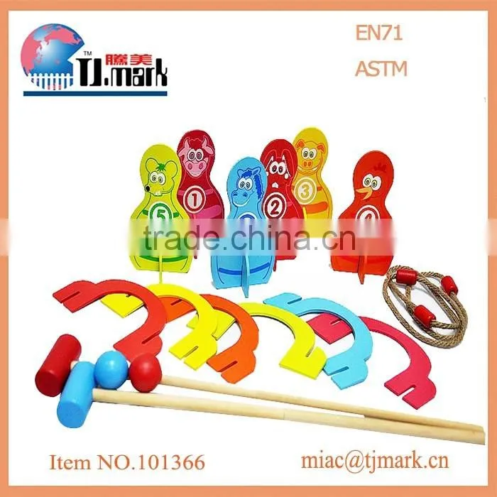2 player aniaml indoor wooden croquet set for kids