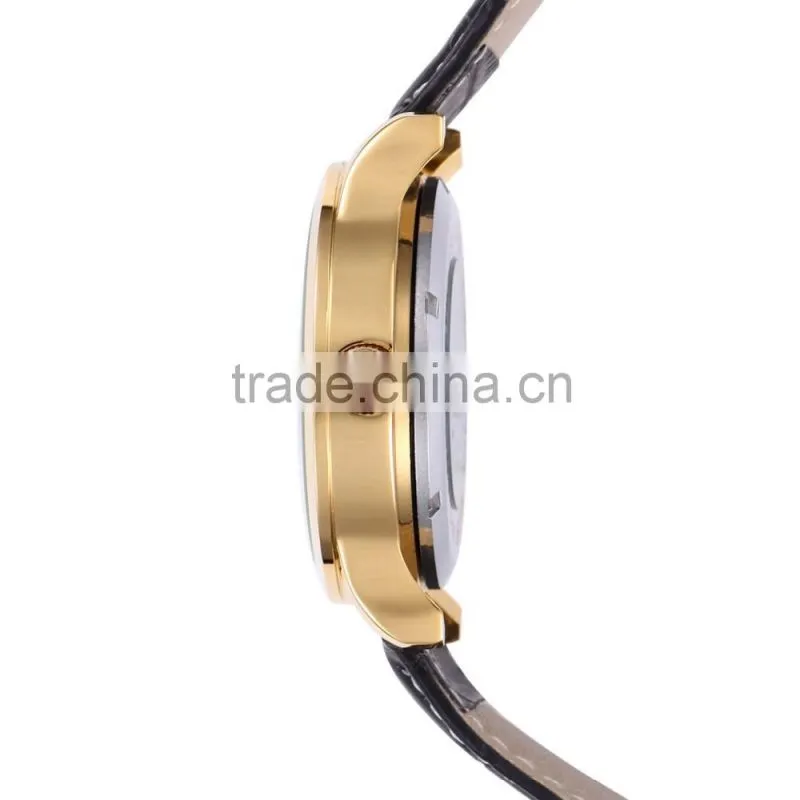 Transparent Automatic watch Men's black Leather Band Mechanical Wrist Watch gold stainless steel quartz watch