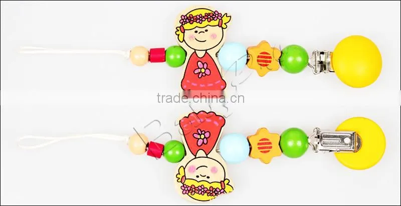 2015 Wholesale Soother Clip Wooden Pacifier Chain