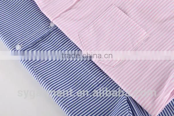 2015 Classic women long sleeve blue white stripe shirts and tops