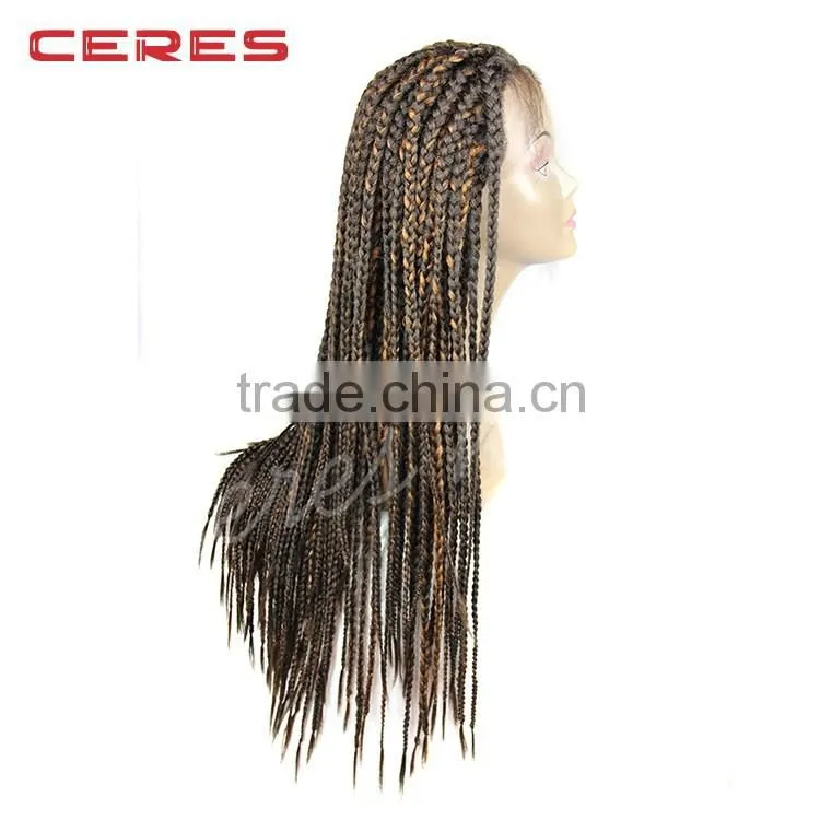 Synthetic wig for africa american women Material Lace Front black Kinky Curly wig Style Box braid Wig with Heat Resistant Fiber