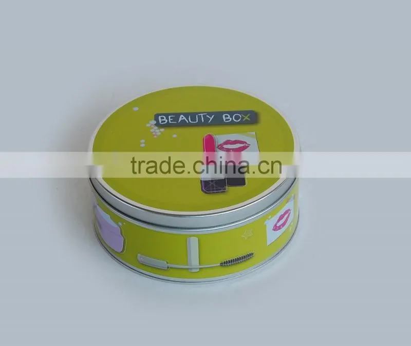 Round tin box for cosmetic package Use cosmetic package tin box