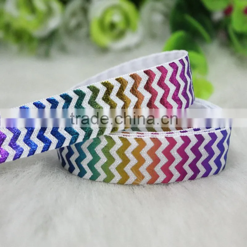 Eco-Friendly 5/8" colorful chevron foil printed foe