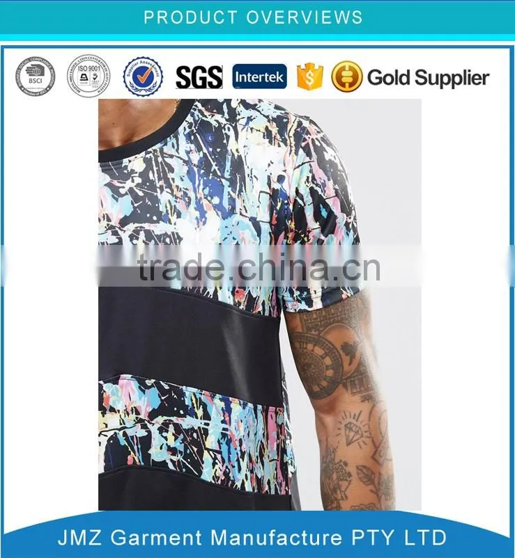 Custom high quality fashion men t shirt splatter print tee