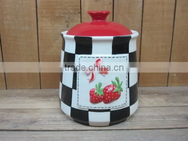 Decorative Ceramic Kitchen Spice Bottle Jar with Yellow Olive Handpaint