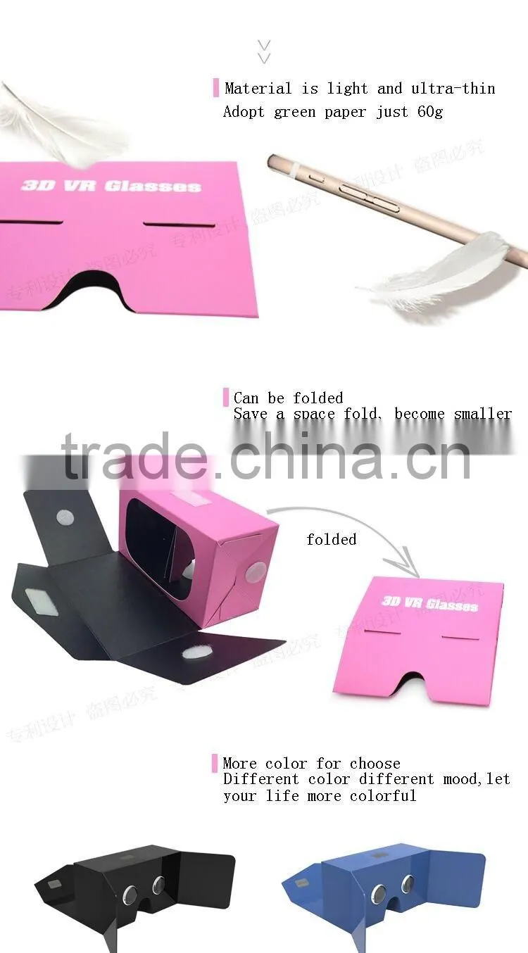 OEM Google Cardboard V2 Big lens VR 3d Glasses 4c Printing with Bluetooth Gamepad Remote Vr Games Movies 3D Google Cardboard