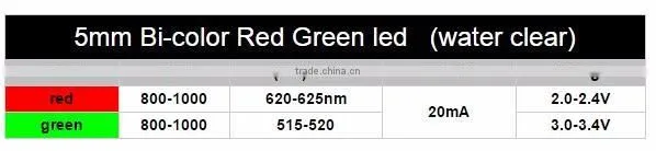 Factory price 5mm Dual Led Diode Bicolour light emitting diode Red/Green 3-lead 5mm LED