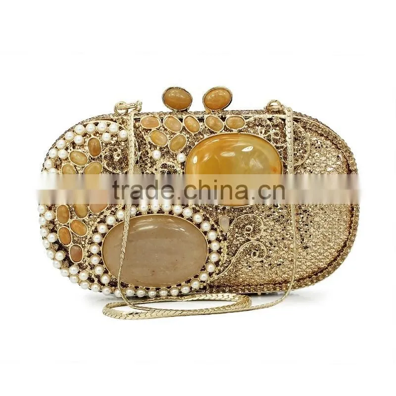new agate gold crystal clutches party stone evening clutch hard shell evening clutch (88186A-G)