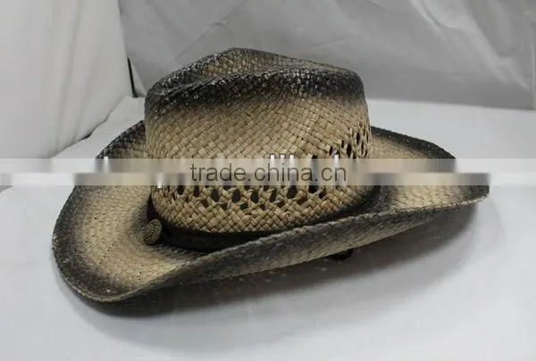 Wholesale Latest Style Cowboy Hats Paper Straw Hat With Neck Strip