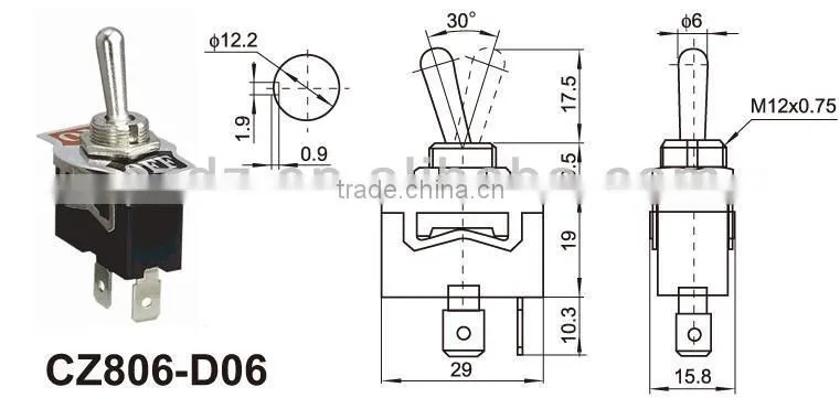 Quick connect terminal DPST ON-OFF Toggle Switch,rotary potentiometer with switch