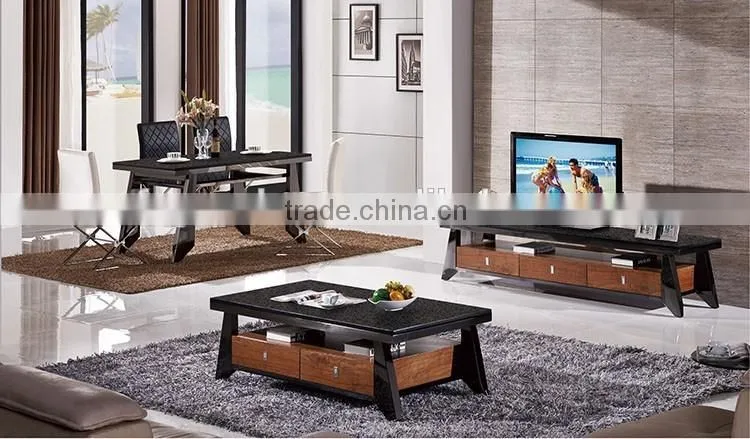 Fancy design wavy metal design living room furniture units marble top home furniture