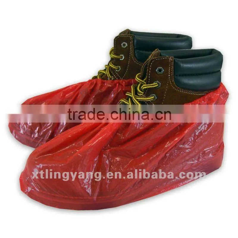 Medical disposable red CPE shoe covers