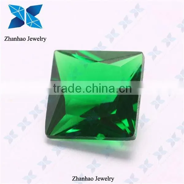 Wuzhou wholesale asscher cut dark green glass