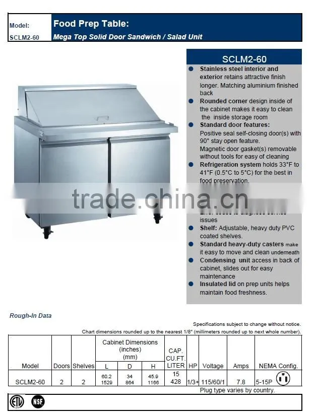 Salad/Sandwich Prep Tables, undercounter refrigerators_SCLM2-60