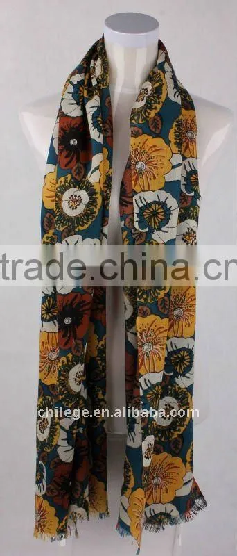 wool floral printed pashmina scarf shawl