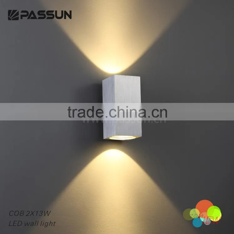 COB 10w 100lm/w brushed silver round led surface wall light