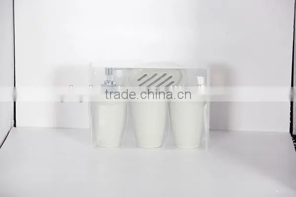 Elegant plastic 4pcs bathroom set with soap dispenser