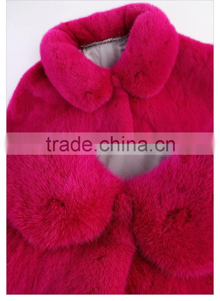 Hot sale red whole mink fur shawl for girls