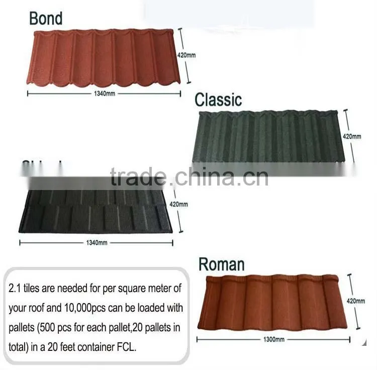 Dongyue Brand zinc and aluminum steel stone coated metal roofing tiles ,roof tile