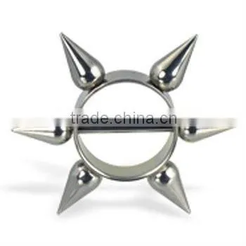 Nipple ring with dangling dolphin, 12 ga,body piercing nipple ring jewelry