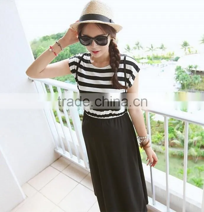 Slim Stripe Suspender Skirt Maternity Dresses Clothes For Pregnant Women