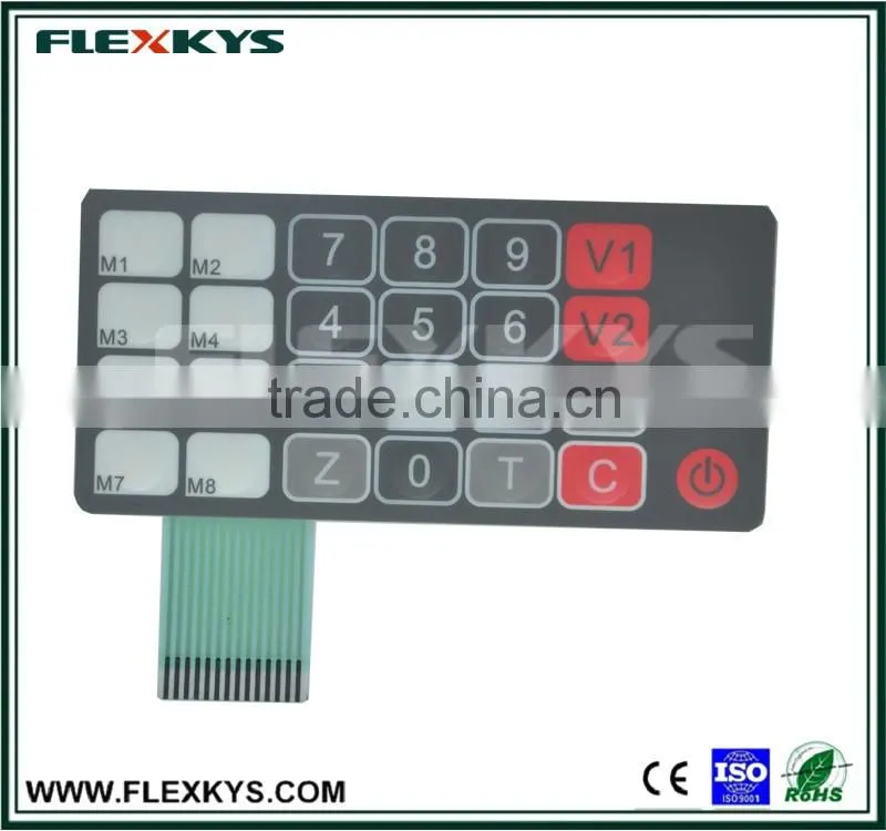 Round embossment polyester switch keypad with 3M adhesive very good