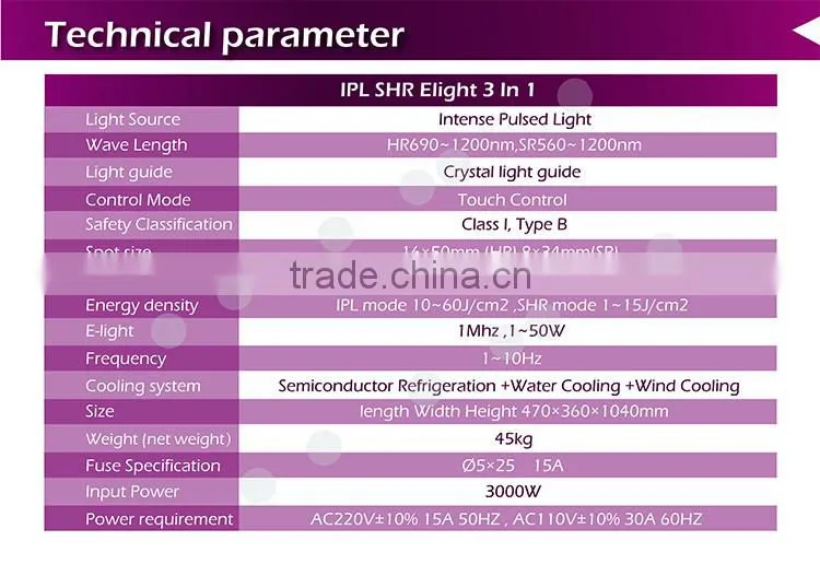 ce medical vertical 3 in 1 opt e-light Medical use germany skin solution hair removal laser shr korea ipl machine