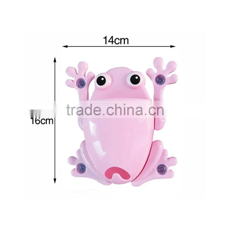 Factory Wholesale Cute bathroom frog Children baby Toothbrush holder with suction cup