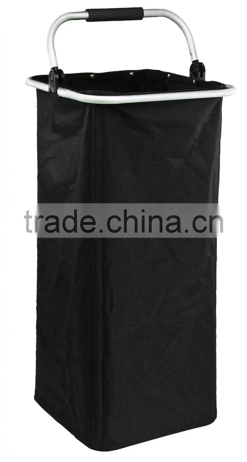 Collapsible Laundry Hamper - Black Foldable Clothes Basket with Handle