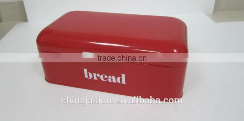 Rectangular Cream Food Kitchen Storage Enamel Bread Bin Box