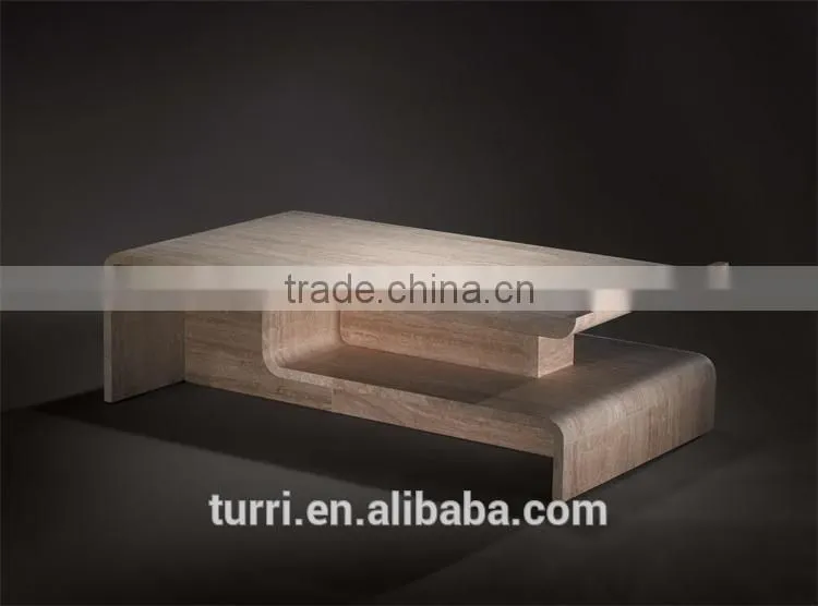 Uique Shape Rectangle Travertine Coffee Table