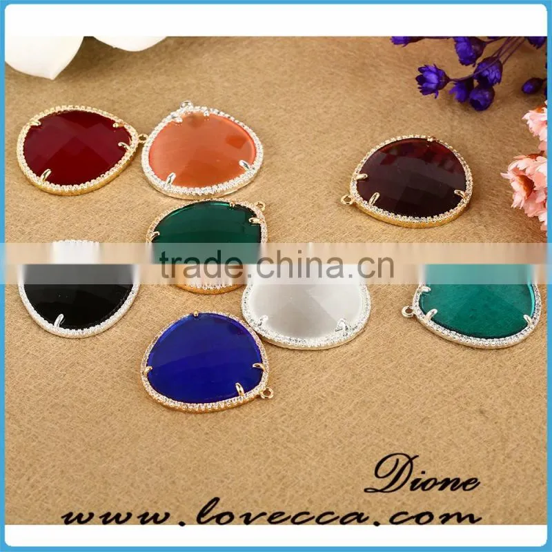 Wholesale DIY fashion jewelry accessories colorful glass stone glass bezel pendant