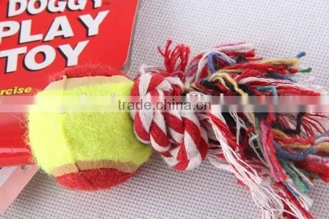 Multicolor Cotton Rope Toy With Two Tennis /PET TOY