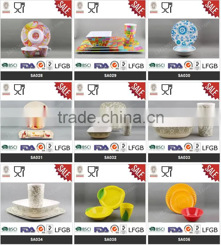 Yellow color melamine divided plate for restaurant melamine dinner set