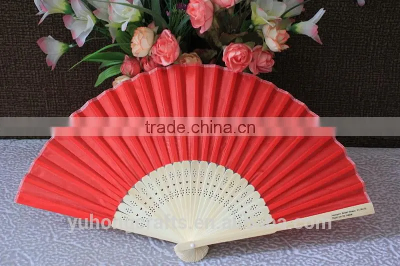 Red color bamboo wedding fan wholesale