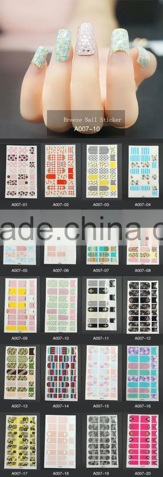 Watertransfer full cover customzied nail wrap sticker