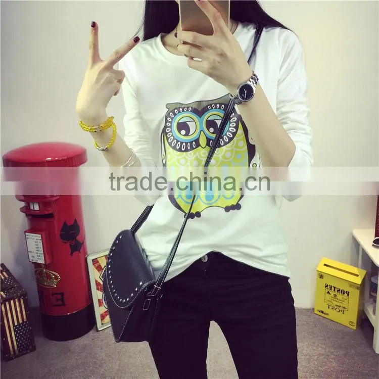 custom lady fashion basic t-shirt with long sleeve