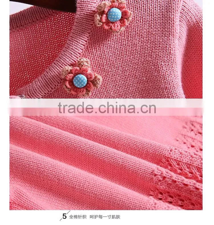 Girl fancy crocheted cardigan sweater hand knit sweater designs for kids children's clothing