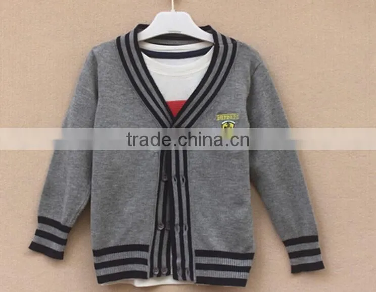 wholesale hand knitted v-neck school uniform cardigan sweaters