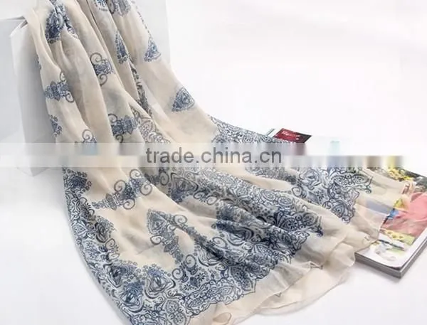 Hot sale chinese style 5 color choice high quality lady chiffon material shawl fashionable scarf