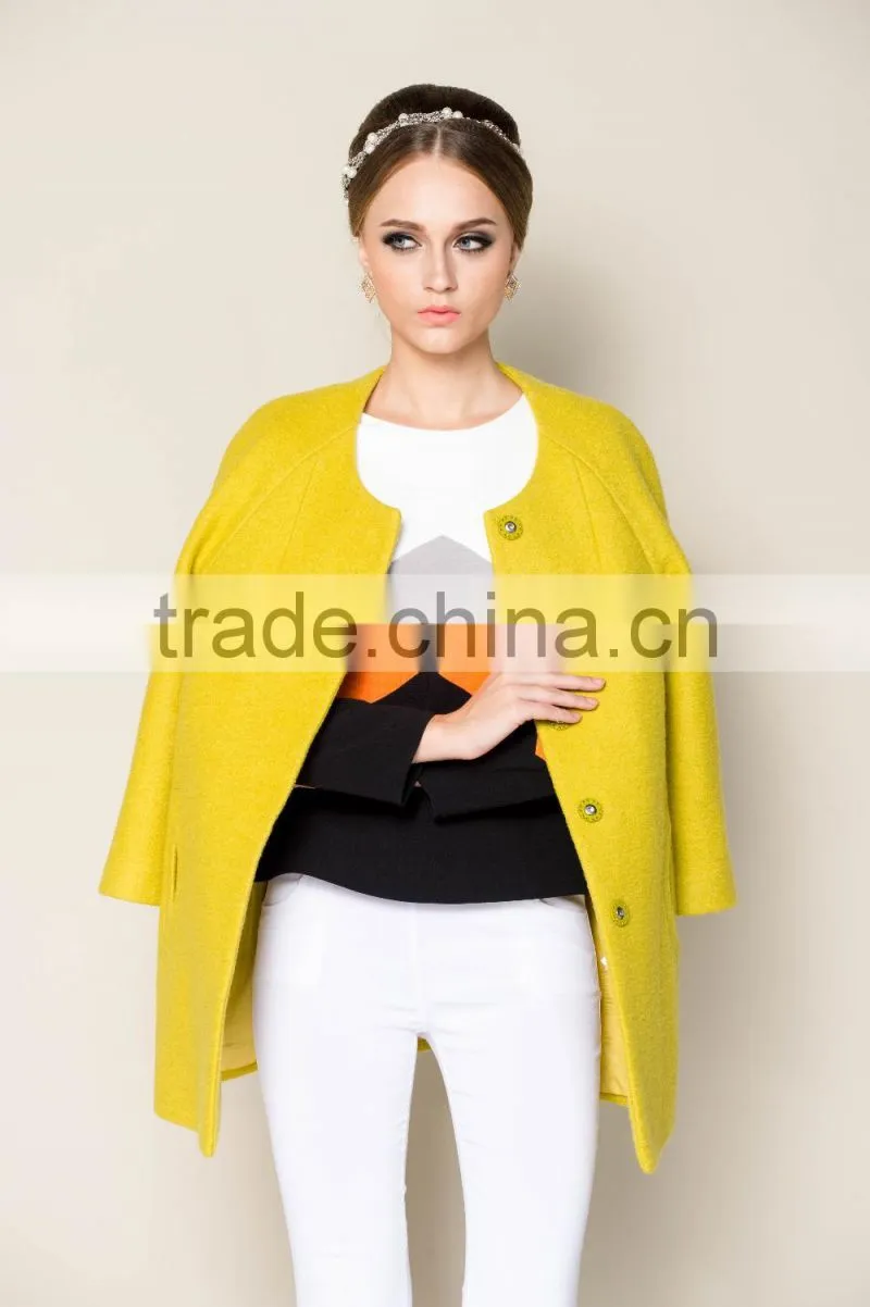 round collar and ninth sleeve designed red winter coats, fashion winter coats for girls