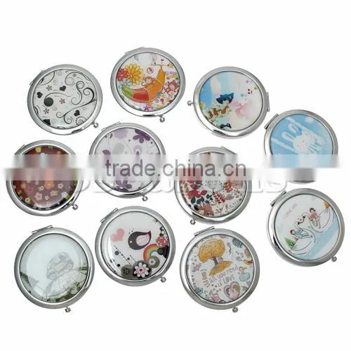 High Quality Round Butterfly Compact Mirror,At Random Compact Mirror,7.6cmx7cm 1PCs