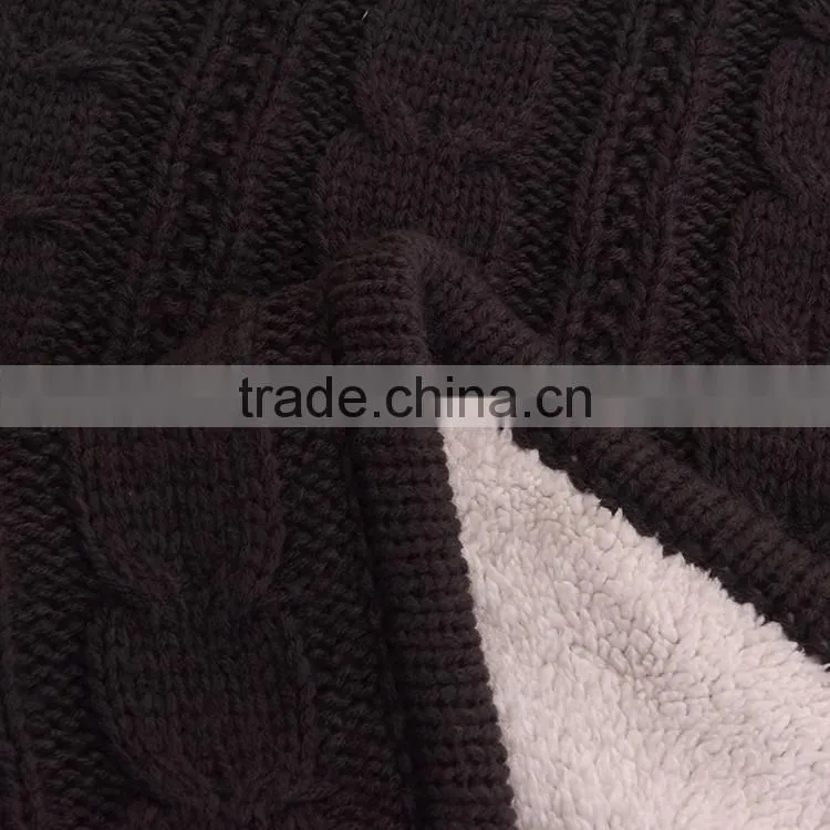 Wholesale acrylic crocheted kint double layer sherpa blanket