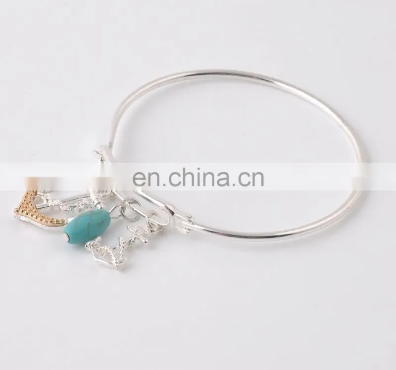 Sea Collection charms in two tones marine organism bracelet bangles