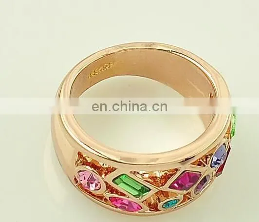 Fashion Thumb Forefinger Middle Finger Rings for Men Women Unisex with Austrian Crystal Gold Plated