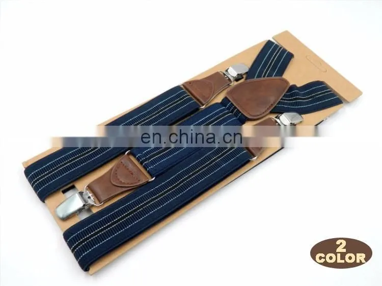 Fashion brand 3 clips men's suspenders adult striped suspenders