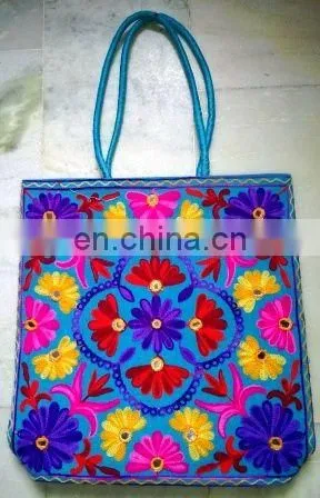 2015 New Arrival Indian Embroidered sujani handmade shoulder cum shopping bag Tote Handbag